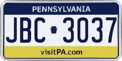 PA license plate JBC3037