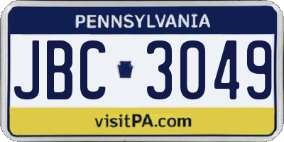 PA license plate JBC3049
