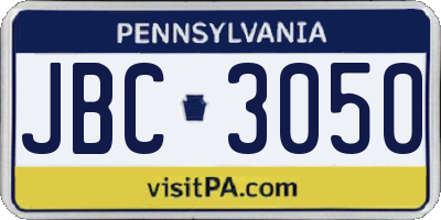 PA license plate JBC3050