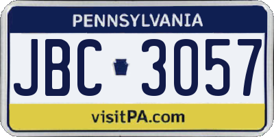PA license plate JBC3057