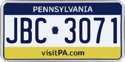 PA license plate JBC3071