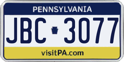 PA license plate JBC3077
