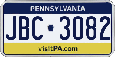 PA license plate JBC3082