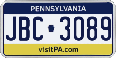 PA license plate JBC3089