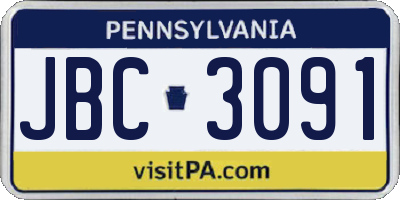 PA license plate JBC3091