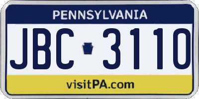 PA license plate JBC3110