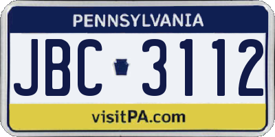 PA license plate JBC3112