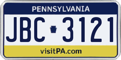 PA license plate JBC3121