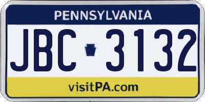 PA license plate JBC3132