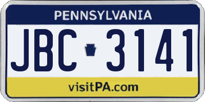 PA license plate JBC3141