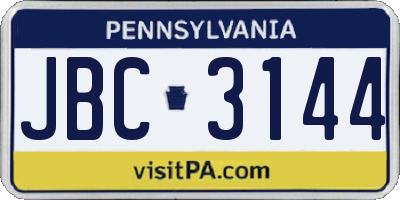 PA license plate JBC3144