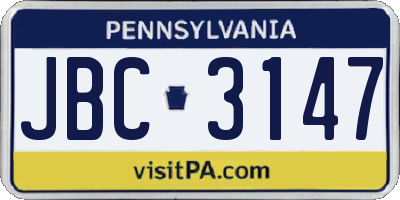 PA license plate JBC3147