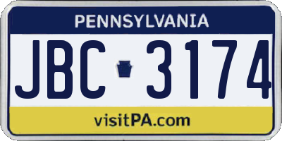 PA license plate JBC3174