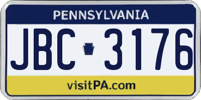 PA license plate JBC3176