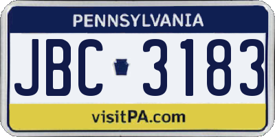 PA license plate JBC3183