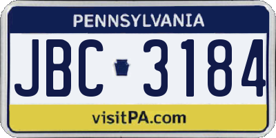 PA license plate JBC3184