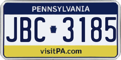 PA license plate JBC3185