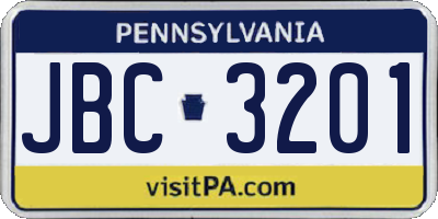PA license plate JBC3201