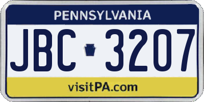 PA license plate JBC3207