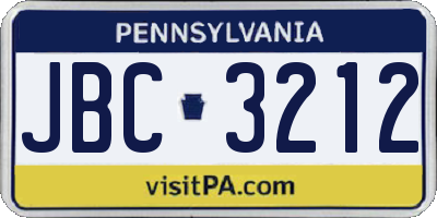 PA license plate JBC3212