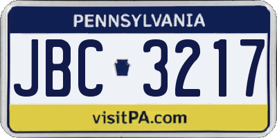 PA license plate JBC3217