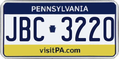 PA license plate JBC3220
