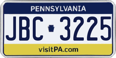 PA license plate JBC3225