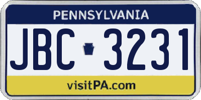 PA license plate JBC3231