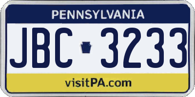 PA license plate JBC3233