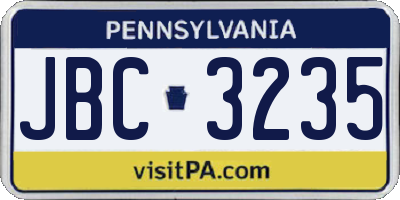 PA license plate JBC3235