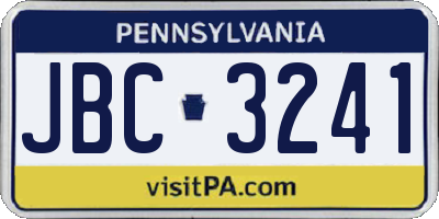 PA license plate JBC3241