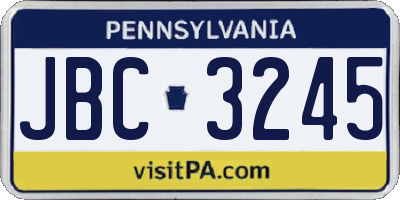 PA license plate JBC3245