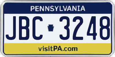 PA license plate JBC3248