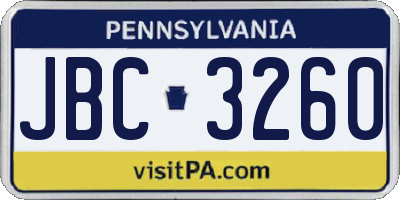 PA license plate JBC3260
