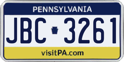 PA license plate JBC3261