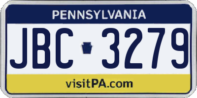 PA license plate JBC3279
