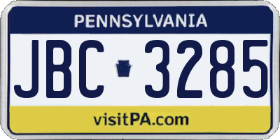 PA license plate JBC3285