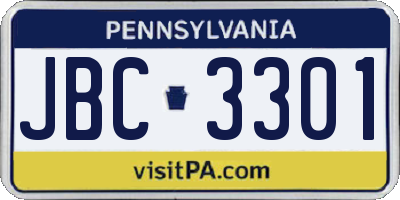 PA license plate JBC3301