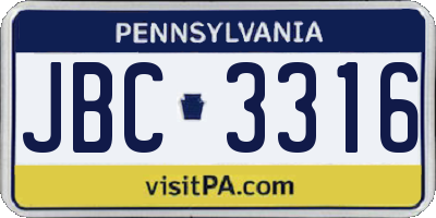 PA license plate JBC3316