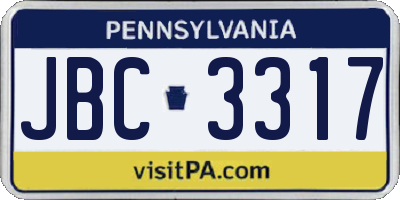PA license plate JBC3317