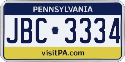 PA license plate JBC3334
