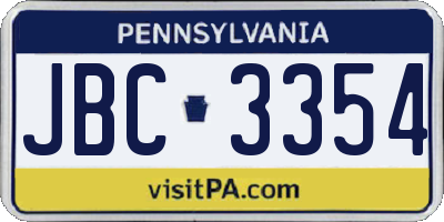 PA license plate JBC3354