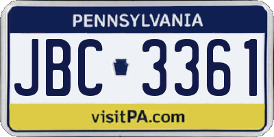 PA license plate JBC3361