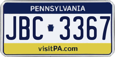 PA license plate JBC3367