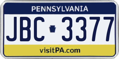 PA license plate JBC3377