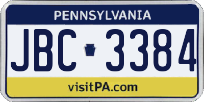 PA license plate JBC3384