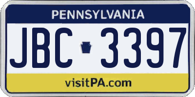 PA license plate JBC3397