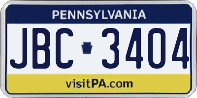 PA license plate JBC3404
