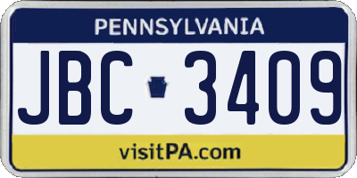 PA license plate JBC3409