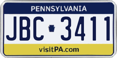 PA license plate JBC3411